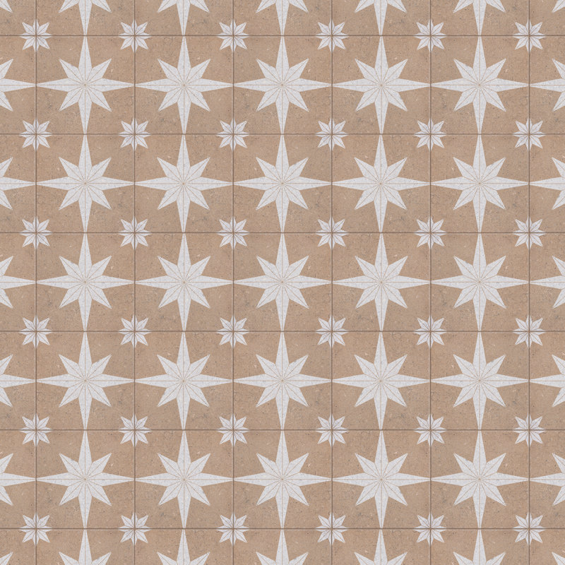 Compass Star 8" x 8" Porcelain Stone Look Wall & Floor Tile, White Stone