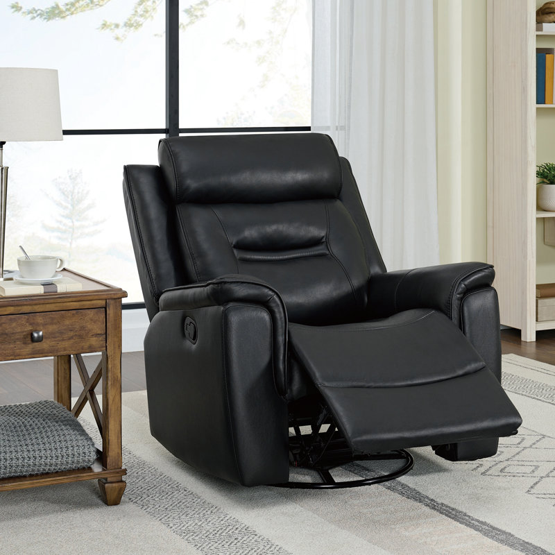 Fauteuil inclinable en similicuir Puspha, Similicuir noir