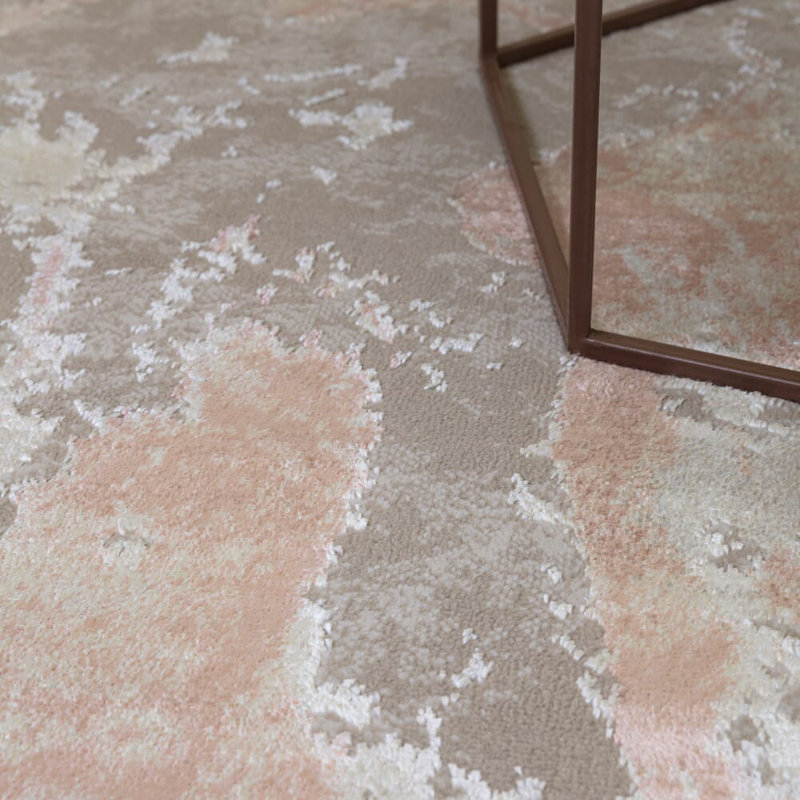 Anandita Abstract Pink/Beige/Cream Area Rug, Rectangle 80 x 140 cm