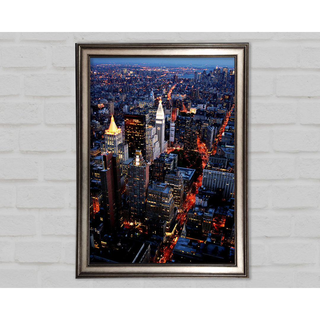 Nyc Ariel View City Lights - Einzelner Bilderrahmen Kunstdrucke