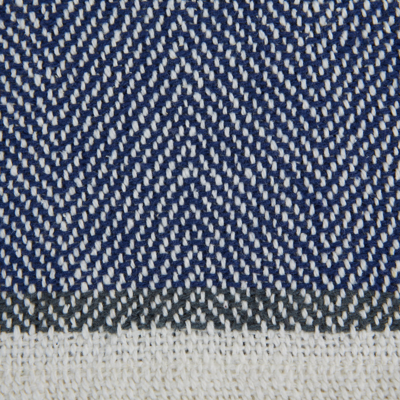 Jeté en coton à imprimé chevrons, Marine