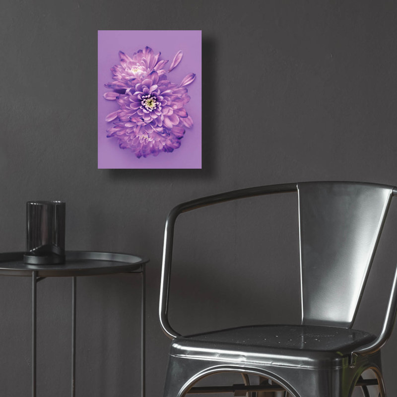 «Lavender Chrysanthemums» par Incado, art mural en verre acrylique, H 16 po x l 12 po x P 0,13 po