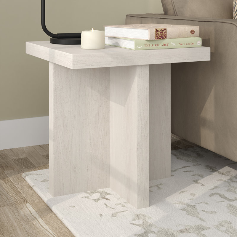Atria Pedestal End Table,  Alder White