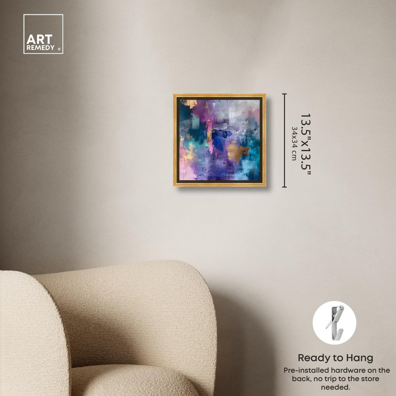 Beautiful Jewels Abstract Canvas Wall Art with Gold Frame