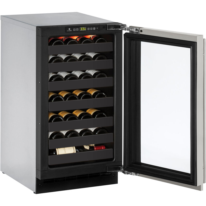 U-Line Single Zone 17.75'' 31 Bottle Wine Refrigerator with Reversible Door