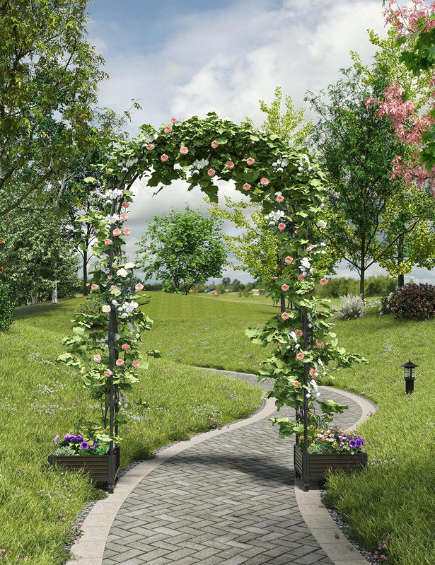 Treillis de jardin avec jardinière, tonnelle en métal robuste pour plantes grimpantes et décoration de mariage