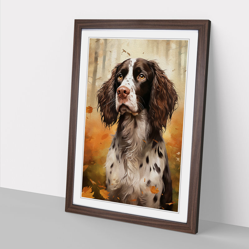 English Springer Spaniel Digital Art - Framed Print, Walnut, 46cm H x 34cm W x 2cm D