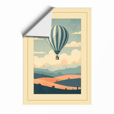 Balloon Over Mountains Retro - Framed Print