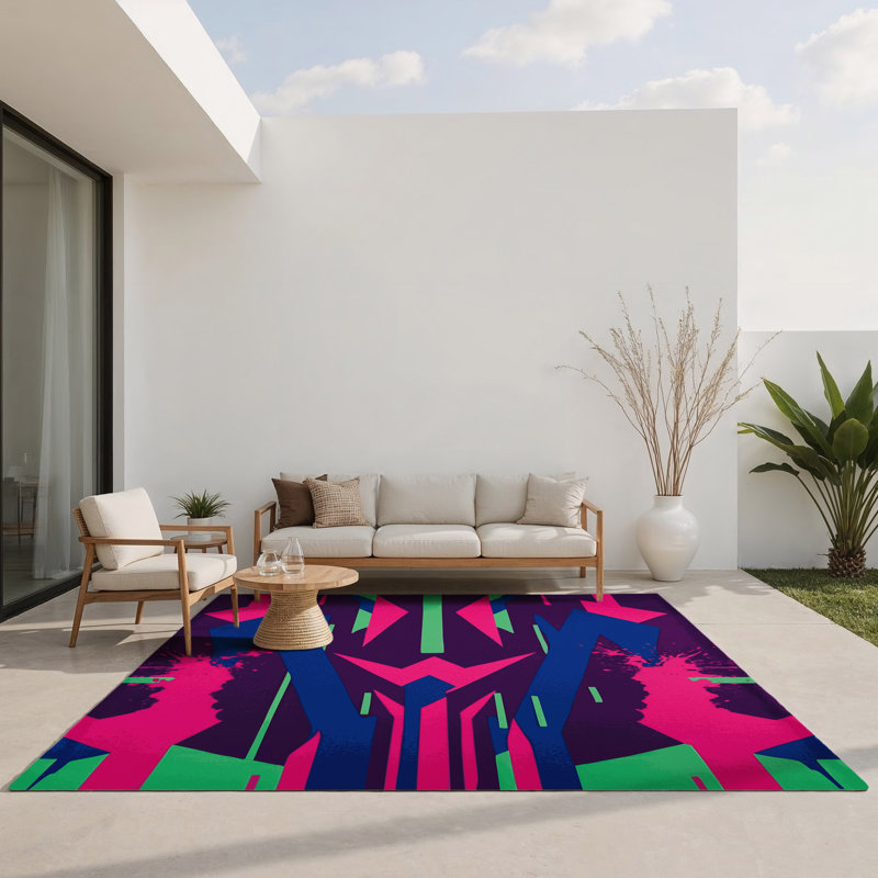 Tapis intérieur et extérieur Circuit Bloom, Rectangle 1'6" x 2'6"
