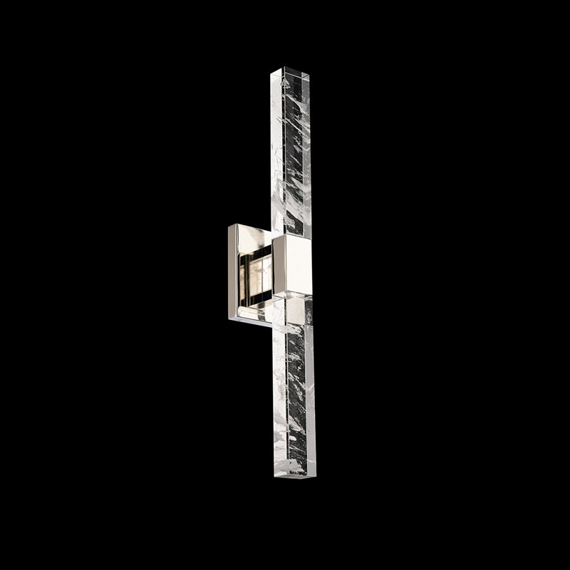 Baton 2 Light Crystal LED Wall Sconce, Polished Nickel