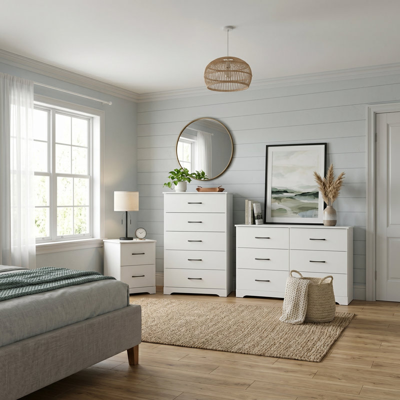 Arkia Manufactured Wood 3-Piece Bedroom Set, White
