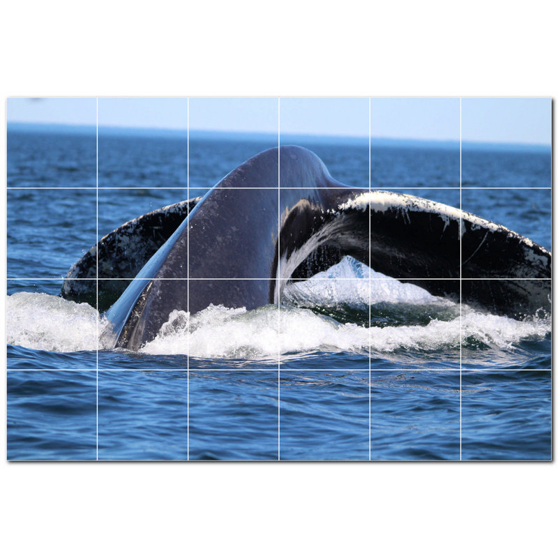 Murale en céramique satinée Whale Photo 12 po x 12 po