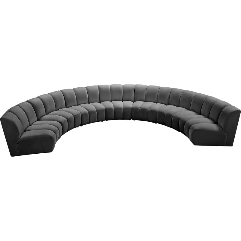 Canapé modulaire en velours Infinity, Velours gris, 7 pièces