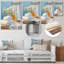 Linge à linge blanc et orange côtier 1 - Art mural en métal-101155752