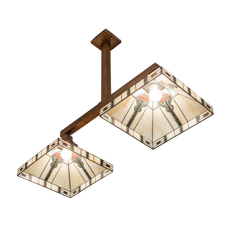 38.5" Long Parker Poppy 2 Light Island Pendant, Light Brown