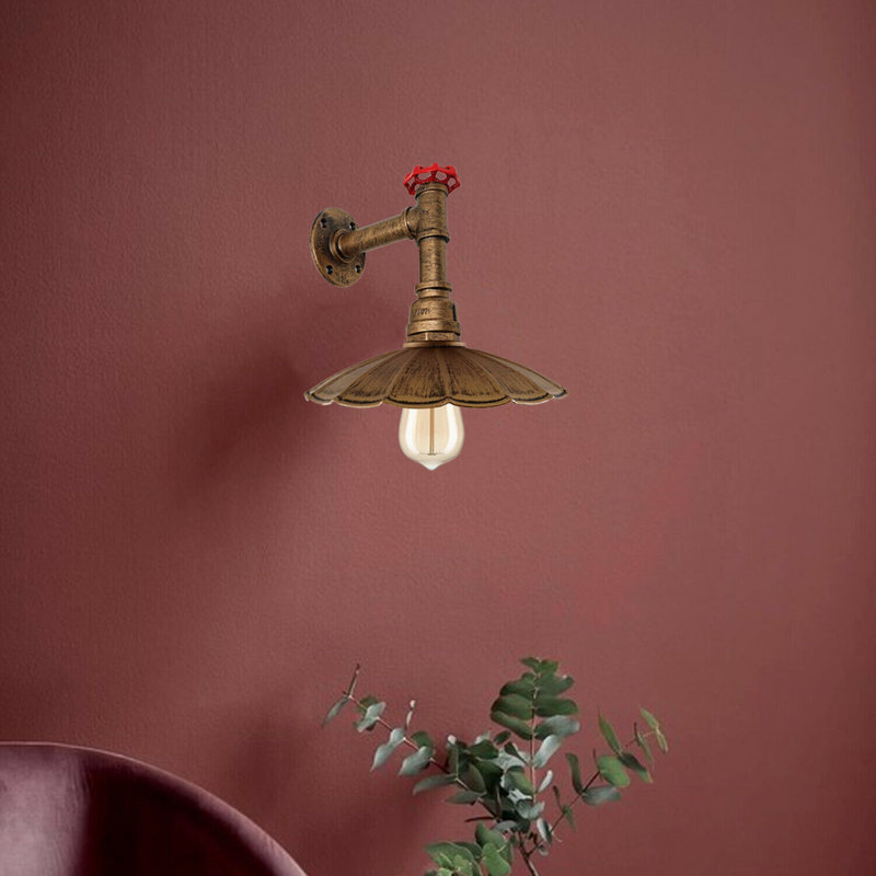 Infield Armed Sconce, Brushed Copper