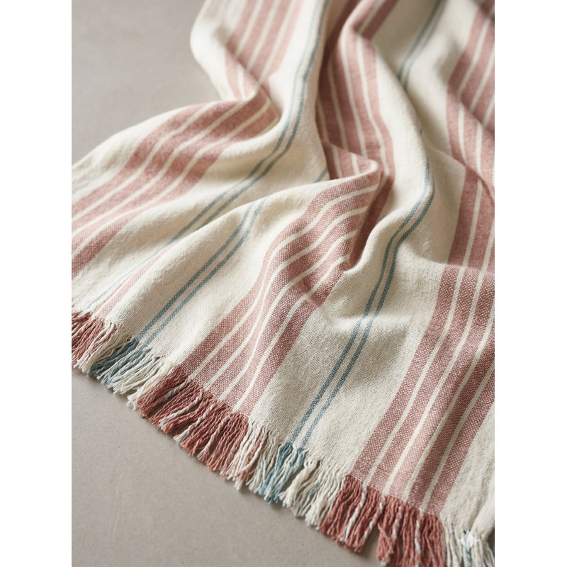 Green Newport Stripe Turkish Cotton Towel, Red