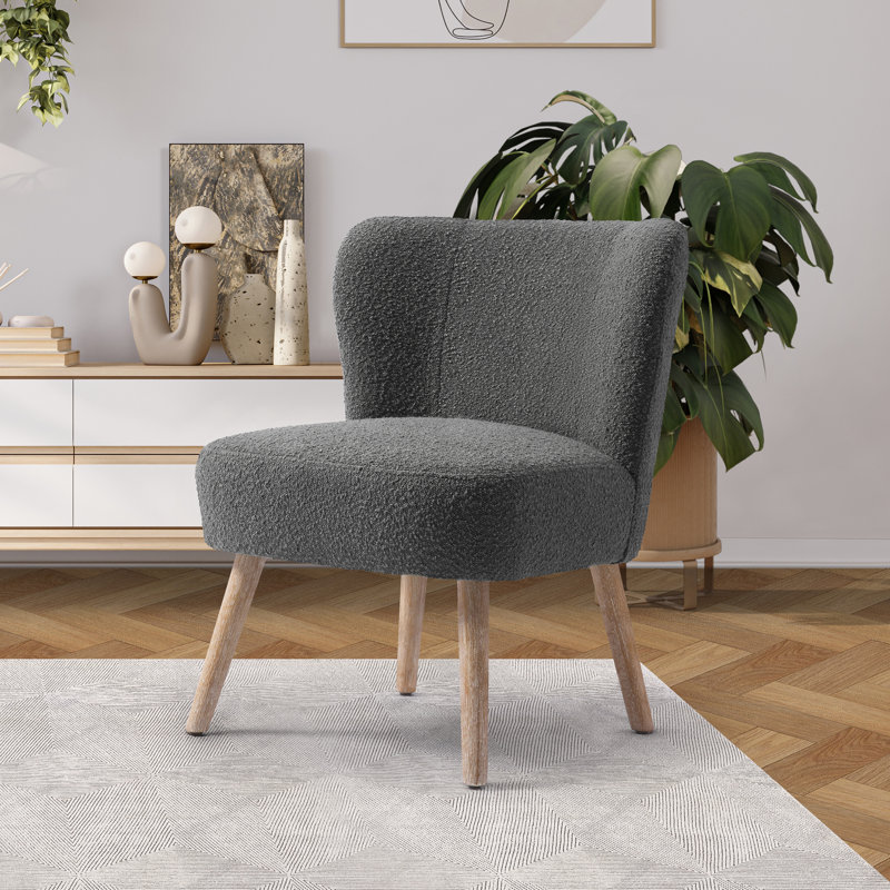 Fauteuil de chambre de 25,5 po Breann, Mélange de polyester gris