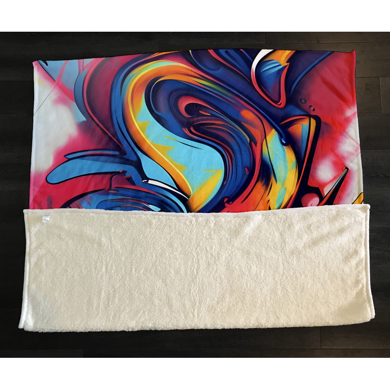 Throw Blanket, 68" W x 80" L, Marble/Abstract, Red/Blue/Orange