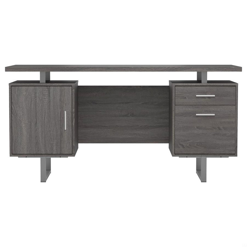 Bureau à 2 tiroirs à plateau flottant, Gris