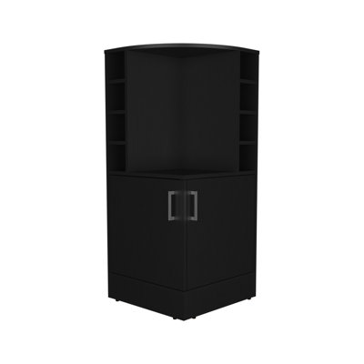 42" Corner Bar Storage Cabinet, Eight Liquor Bottles, Double Door, Modern Look Tall, Bottles , Interior