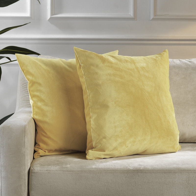 Matte Velvet Pillow Cover, 24" x 24", 63 Lemon