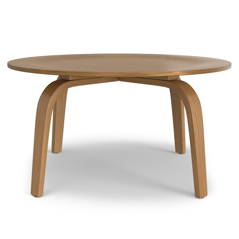 Payton 34"W Solid Wood Contemporary Round Coffee Table with Wide, Slightly Raised Edge