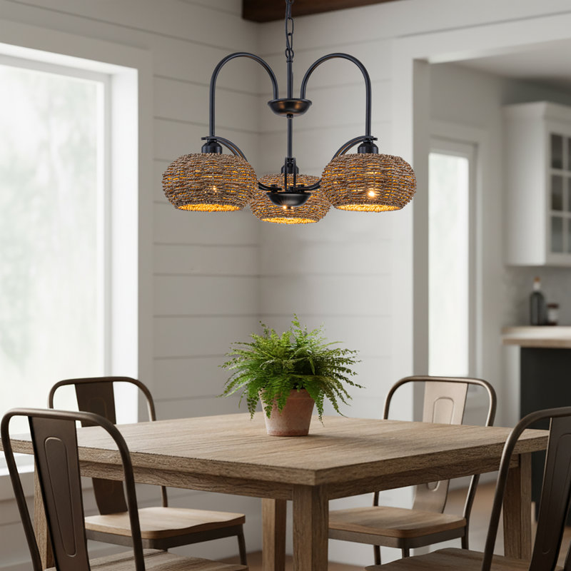 Lustre rustique Modern Farmhouse, H 16 po x l 22 po x P 22 po, 3