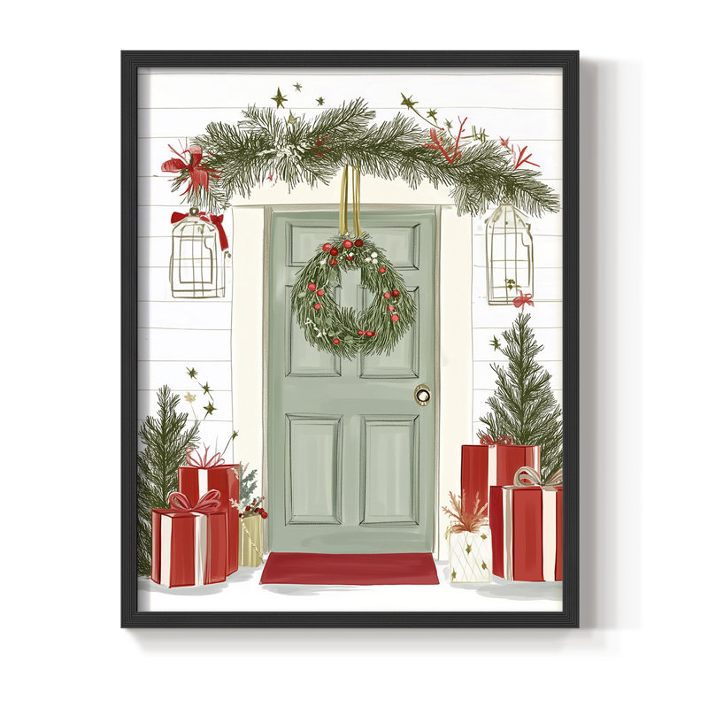 «Christmas Holiday Art CCLXII», reproduction d'art encadrée - bois massif, H 11 po x l 9 po, Black