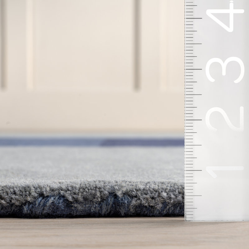 Blue and Gray Handmade Wool Tufted 4' x 6' Area Rug