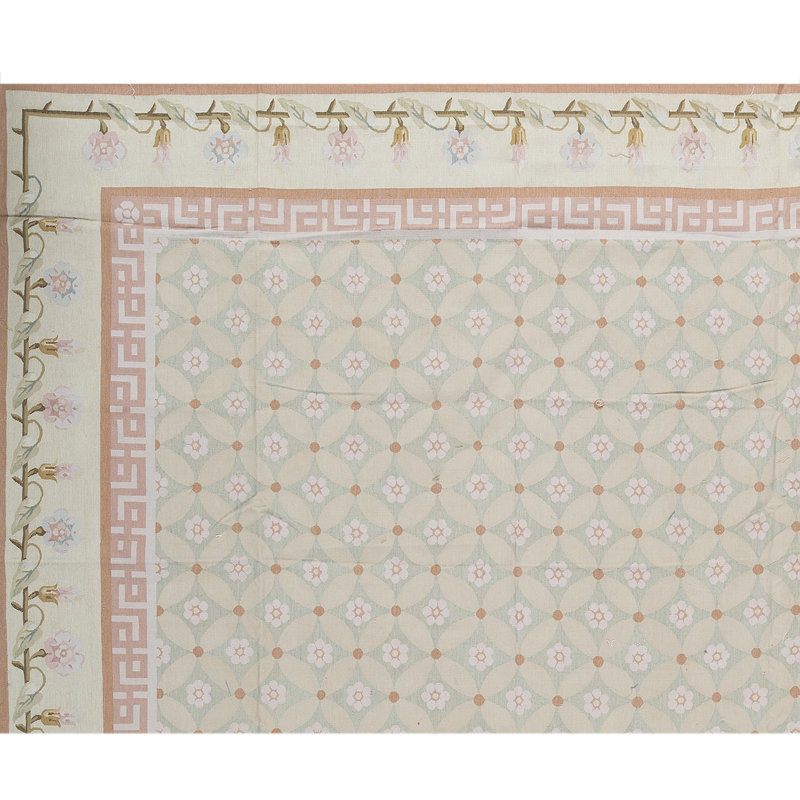 Hand-Knotted High-Quality Green and Green Area Rug
