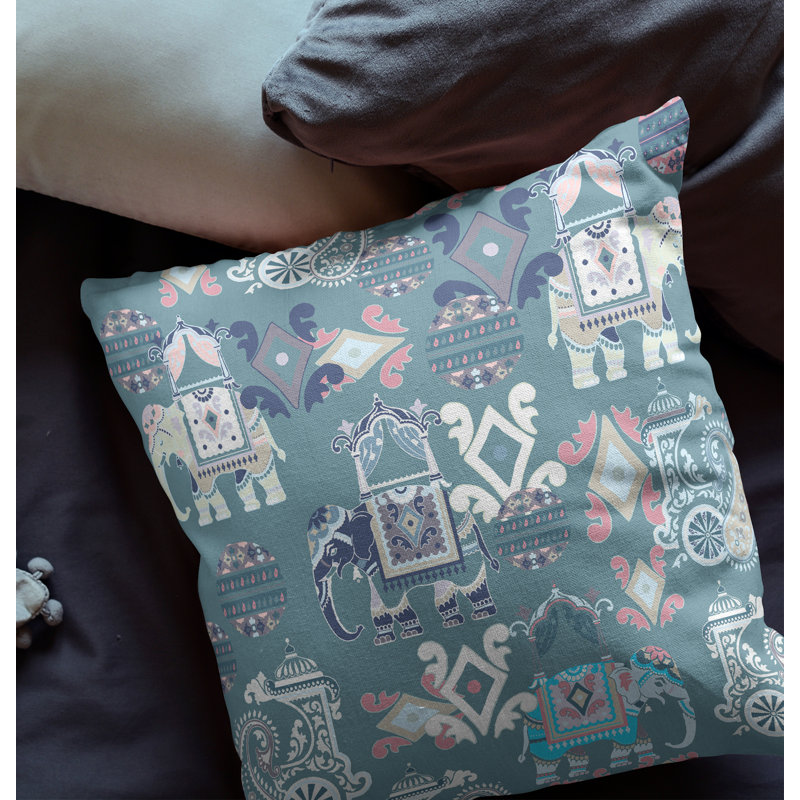  Housse de coussin carré et insert, H 16 po x l 16 po, Fermeture éclair, Gris / Blanc