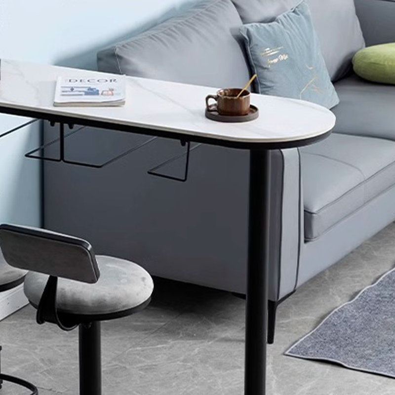 Table de bar simple et chaise simple, H 41,3 po x L 62,9 po x l 15,7 po, Gris, Noir, noir, noir, noir