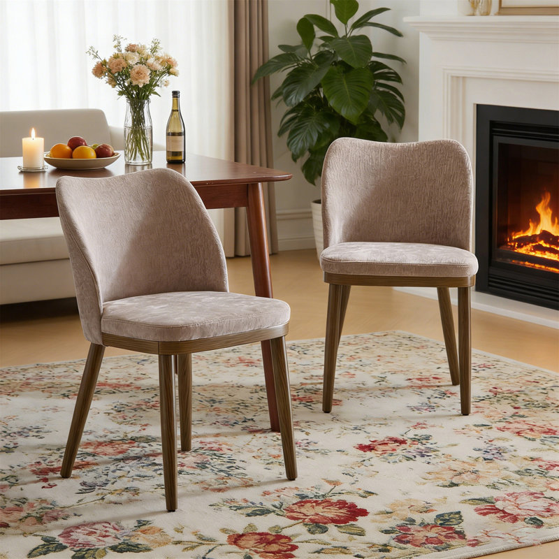 Chaise de salle à manger, ensemble de 2 (table non incluse), Crème abricot