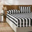 Ensemble de draps 100% coton de très grande taille - literie à rayures noires et blanches, tissage percale doux et respirant, drap à poche profonde à rayures larges 17,5 po, aspect lin luxueux, literie 4 pièces toutes saisons-123229409-123229411