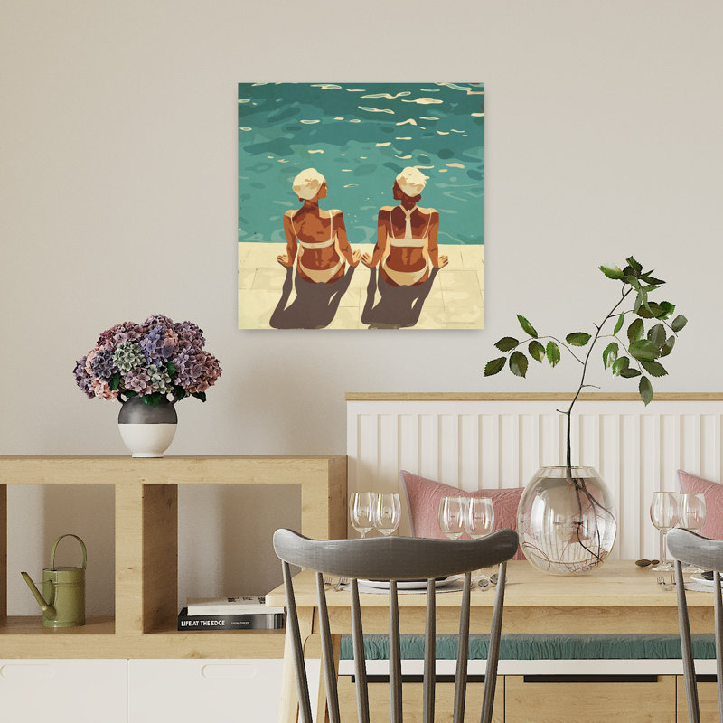 Femmes, art rétro d'été, H 18 po x l 18 po