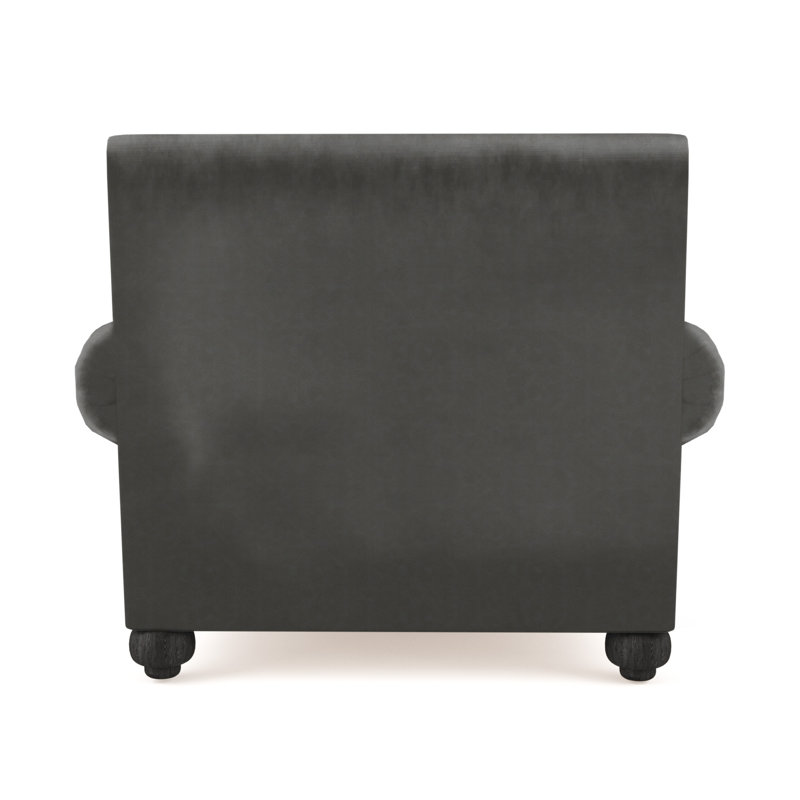 Leroy Armchair, 36" H x 41" W x 49" D, Pebble Weave Linen Alabaster, Ebony