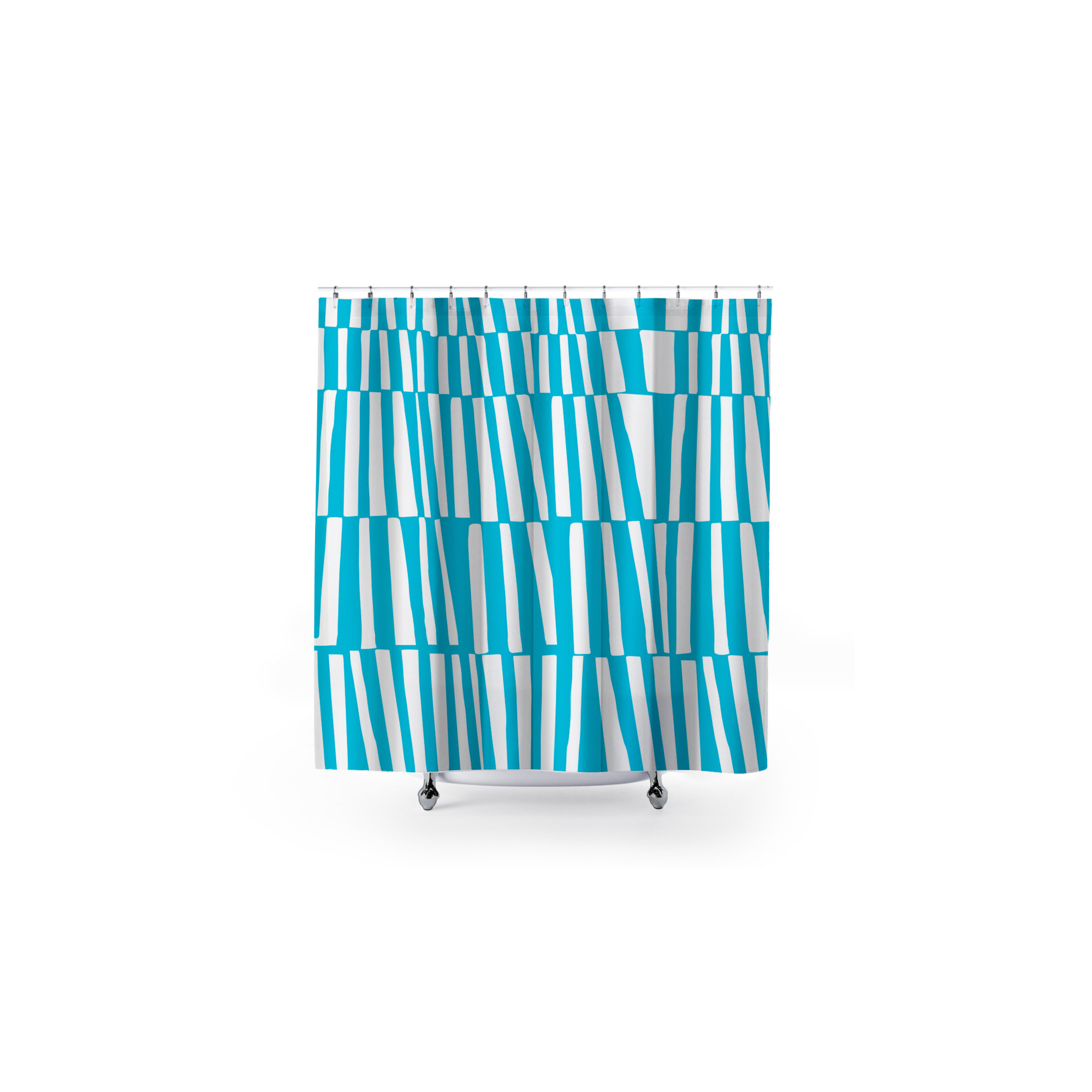 Thora Abstract Mid-Century Shower Curtain, Turquoise