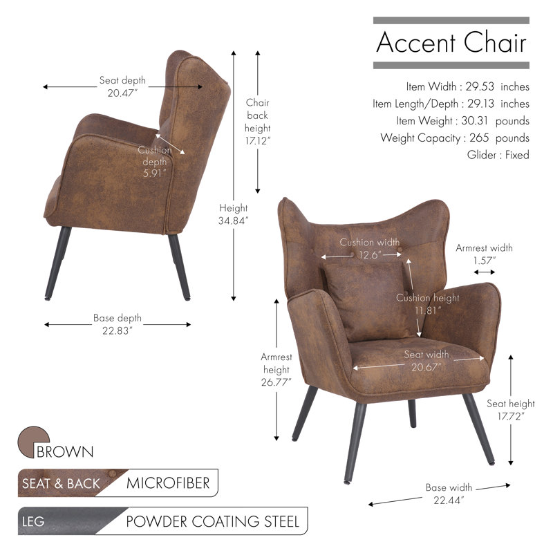Fauteuil 29,53 po Edmeo, Brun