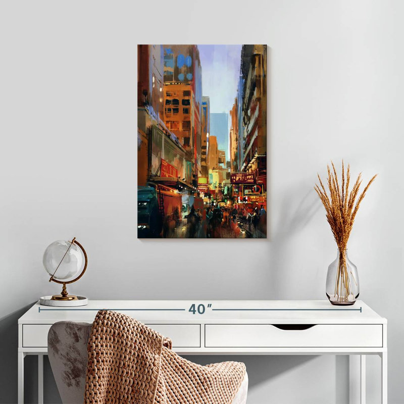 Sireci Bustling Street, 24" H x 16" W
