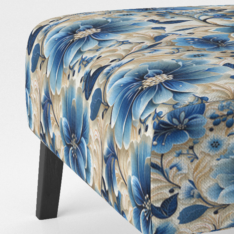 Fauteuil de chambre bleu et blanc Retreat II - Velours rembourré Cottage