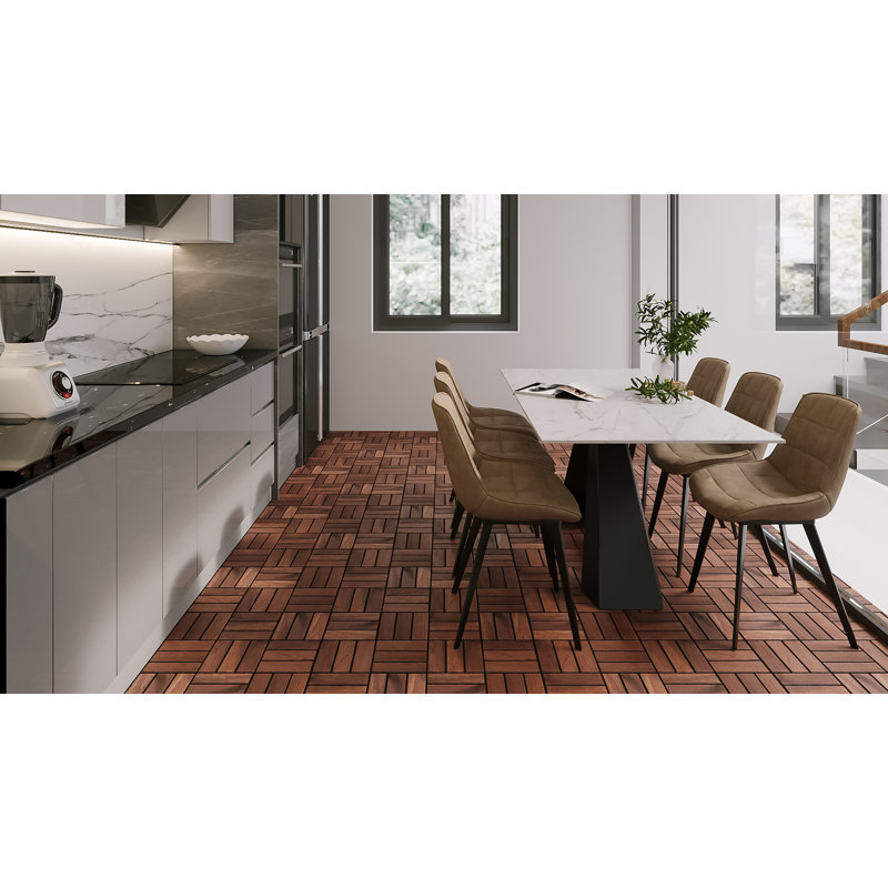 BEEFurni - Carreaux de terrasse en bois emboîtables 12 po x 12 po, Brun foncé