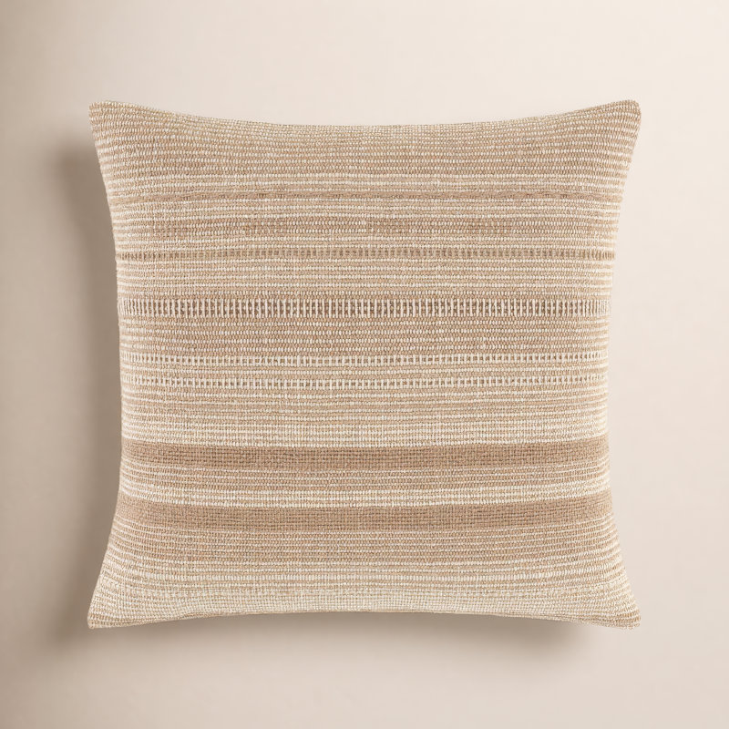 Dalton  Accent Pillow Cover & Insert, Square 18", Tan/Beige, Down Blend