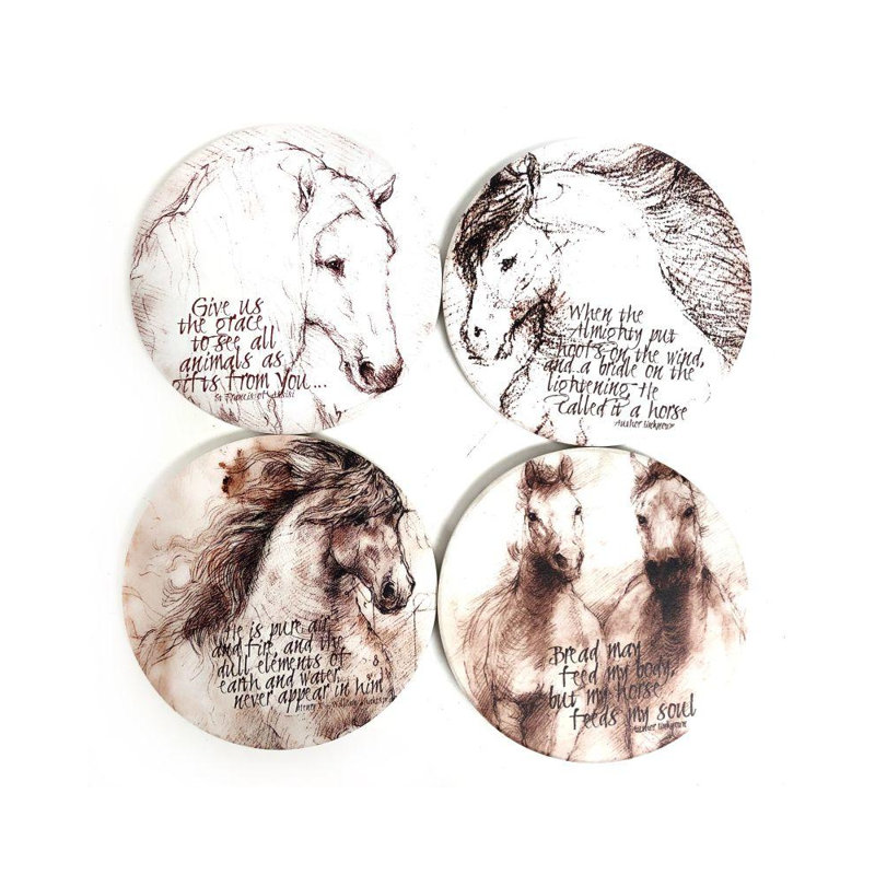 Ceramic Round 4 Piece Coaster Set
