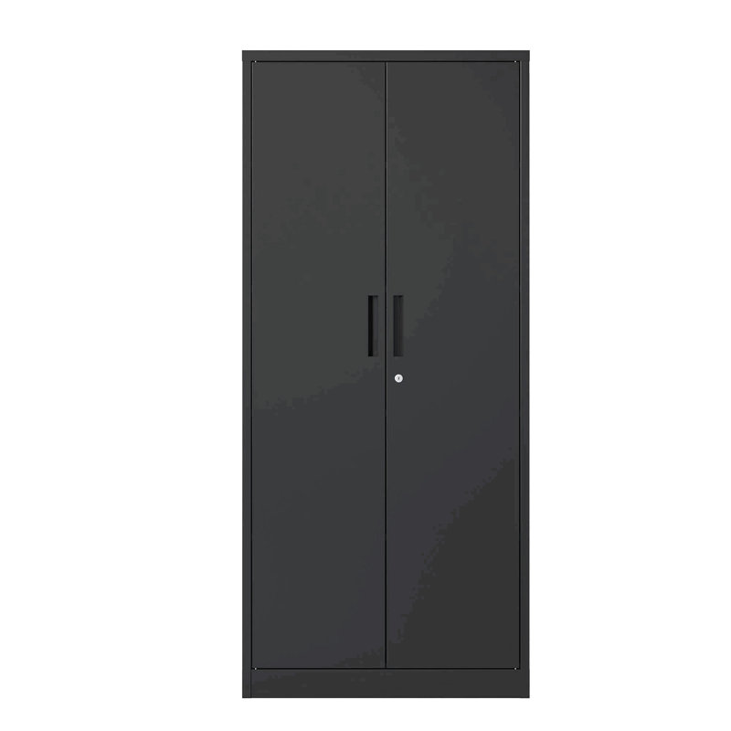Armoire de rangement en métal pour le garage, armoire verrouillable en acier noir avec portes et tablettes, grands classeurs pour les systèmes de rangement de garage, classeur verrouillable pour le bureau personnel, salle de classe / garde-manger