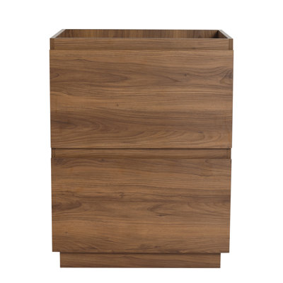 24" Bathroom Cabinet - Freestanding Double Drawer In Brown Requirement Freestanding, Brown, Easy Assembly Features