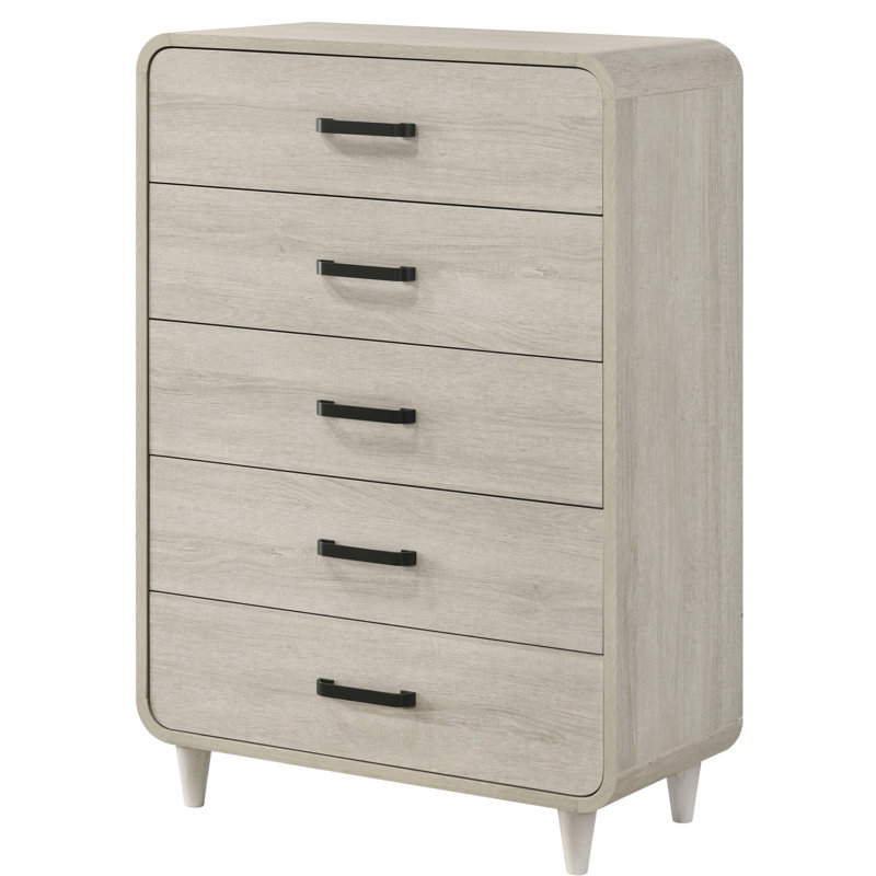 Meuble de rangement en bois blanc antique antique 1 pièce avec 5 tiroirs