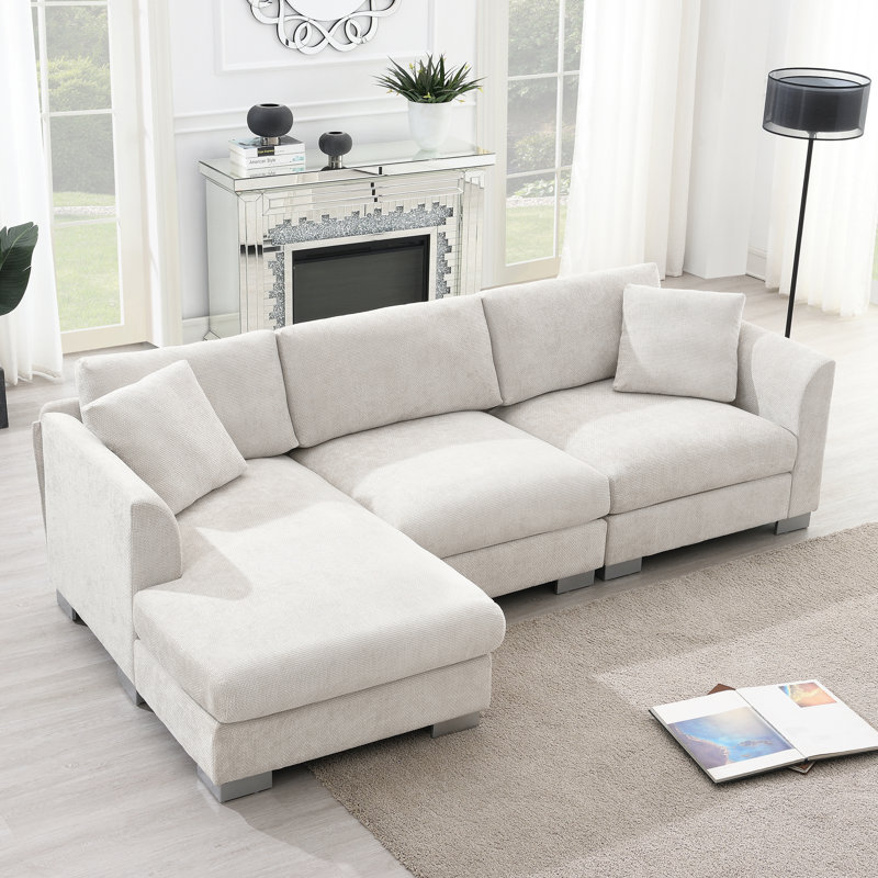 Canapé modulaire en tissu chenille 4 places, Chenille de Minsk