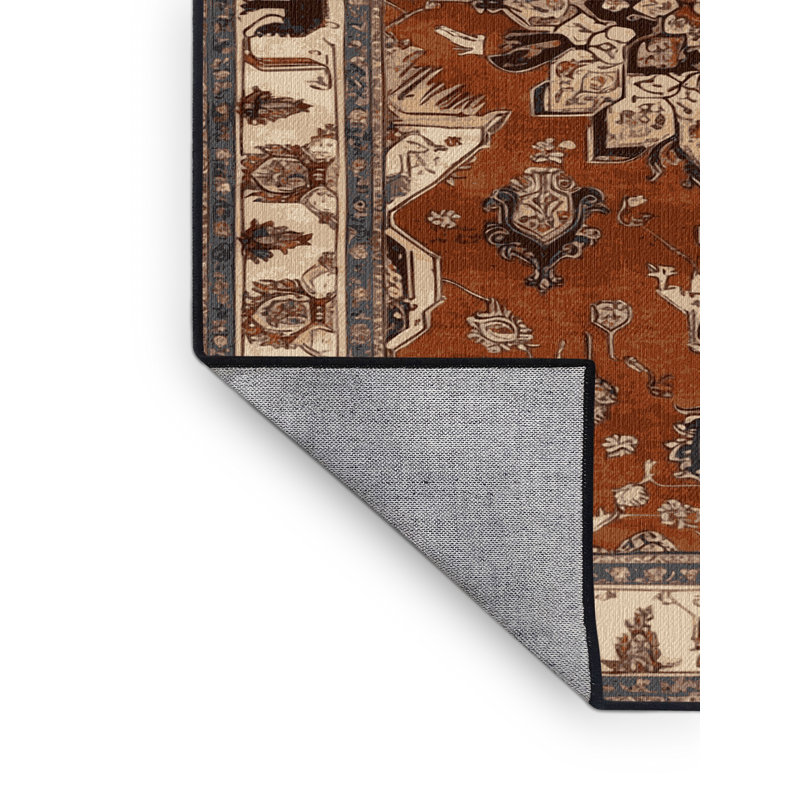 Machine Washable Persian Brown Area Rug, Square 3'