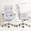 Chaise de bureau à haut dossier, chaise de bureau inclinable avec repose-pieds, coussin épais, mousse à haute résilience, hauteur réglable, roulettes, blanc crème